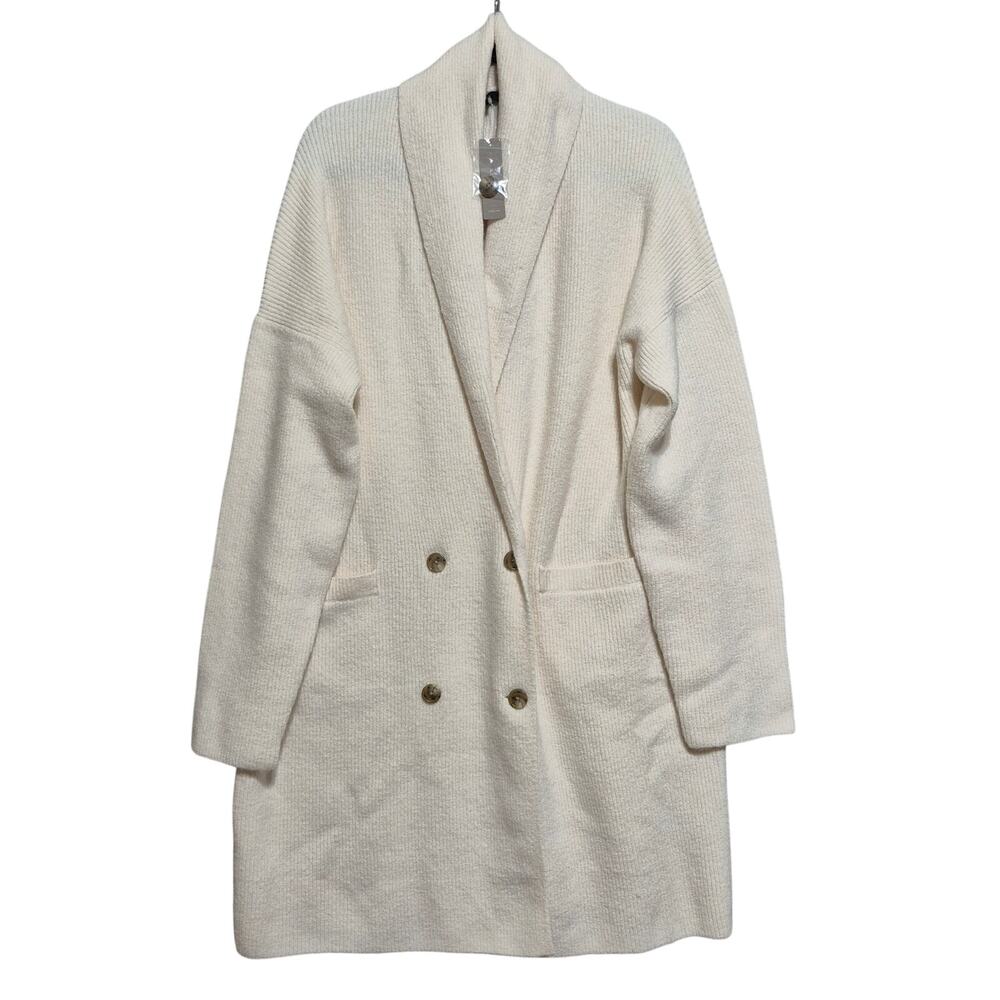 J Crew Double Breasted Wool Alpaca Blend Cardigan Coat XXL Cream Minimalist NEW